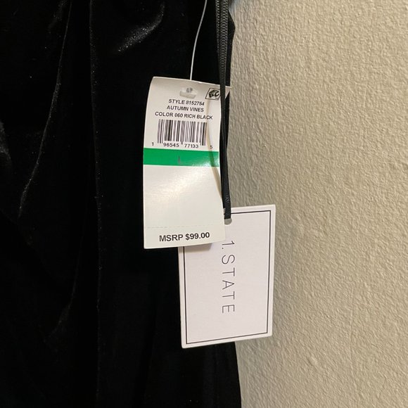 1.State Womens Black Velvet Dressy Midi Slip Dress Size Large NWT - Picture 7 of 7